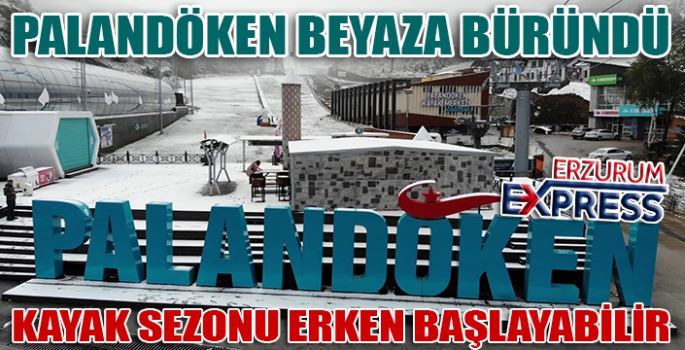 Beyaza bürünen Palandöken havadan görüntülendi