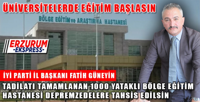 BÖLGEEĞİTİM HASTANESİ DEPREMZEDELERE TAHSİS EDİLSİN