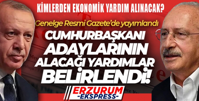 Cumhurbaşkanı adaylarının seçim döneminde alacağı yardımlara ilişkin genelge Resmi Gazete'de