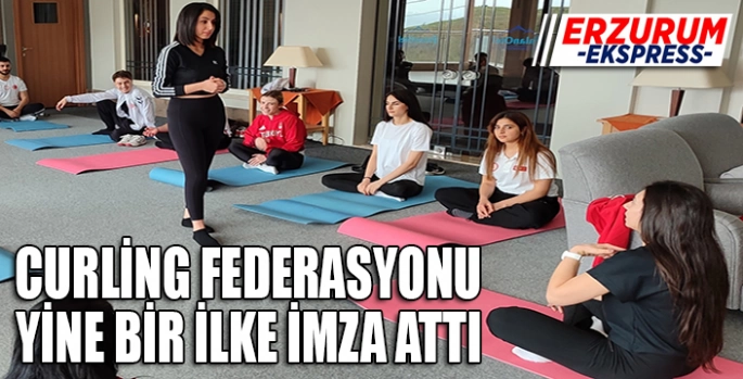Curlingçilere doğru nefes alma ve pilates eğitimi