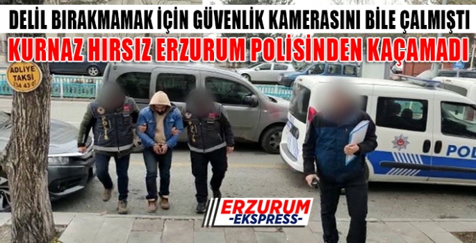 Delil bırakmamak için güvenlik kamerasını bile çalan hırsız polisten kaçamadı