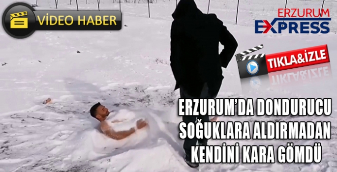 Dondurucu soğuklara aldırış etmeden kendisini kara gömdü