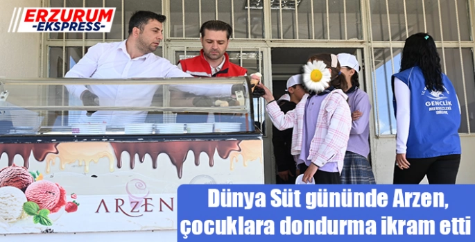 Dünya Süt gününde Arzen, çocuklara dondurma ikram etti. 