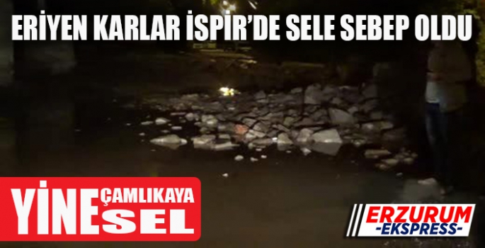 Eriyen kar suları sağanak yağışla birlikte sele neden oldu