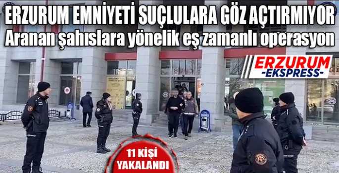 Erzurum’da aranan şahıslara yönelik eş zamanlı operasyon