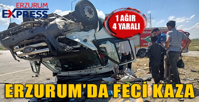 Erzurum’da feci kaza: 1’i ağır 4 yaralı