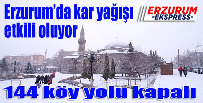 Erzurum’da kar yağışı etkili oluyor, 144 köy yolu kapalı