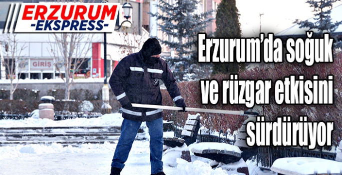 Erzurum’da soğuk ve rüzgar etkisini sürdürüyor
