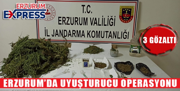 Erzurum’da uyuşturucu operasyonu: 3 gözaltı