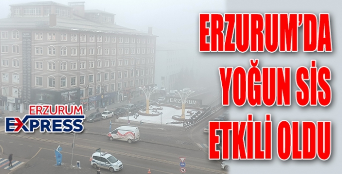  Erzurum’da yoğun sis görüş mesafesini düşürdü, 