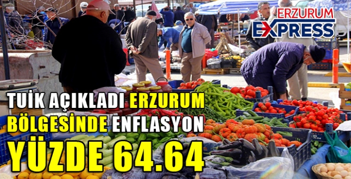 Erzurum, Erzincan, Bayburt illerinin dâhil olduğu bölgede enflasyon yıllık yüzde 64,64 oldu
