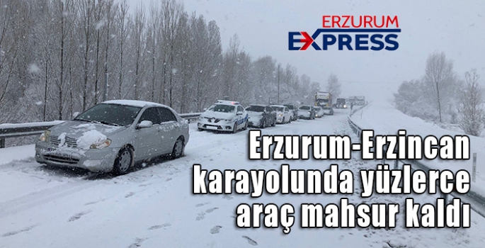  Erzurum-Erzincan karayolunda yüzlerce araç mahsur kaldı