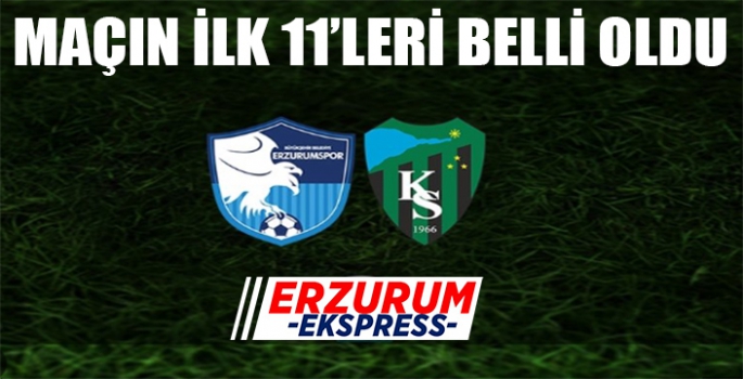 Erzurumspor FK – Kocaelispor Maçı İlk 11’leri Belli Oldu