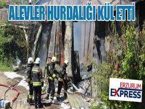  Alevler hurdalığı kül etti, dumanı itfaiye ekiplerini etkiledi