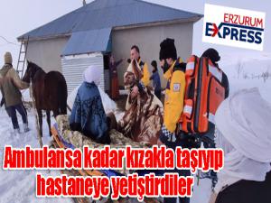 Ambulansa kadar kızakla taşıyıp hastaneye yetiştirdiler