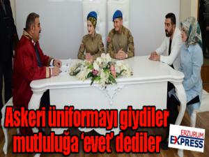 Askeri üniformayı giydiler, mutluluğa evet dediler