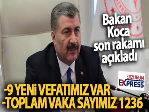 Bakan Koca:' 9 yeni vefatımız var. Toplam vaka sayımız 1236'