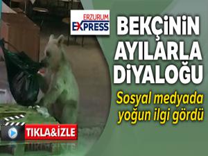 Bekçi ile ayının diyaloğu sosyal medyada yoğun ilgi gördü