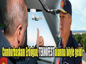 Cumhurbaşkanı Erdoğan, TEKNOFEST alanına böyle geldi
