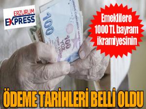 Emeklilere 1000 TL bayram ikramiyesinin ödeme tarihleri belli oldu