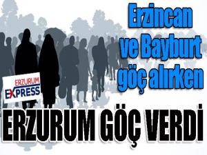 Erzincan ve Bayburt göç alırken Erzurum göç verdi