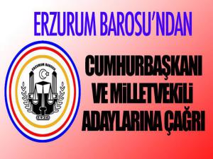 Erzurum Barosu'ndan Cumhurbaşkanı ve Milletvekili adaylarına çağrı...