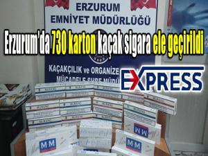  Erzurumda 730 karton kaçak sigara ele geçirildi 