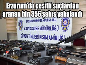 Erzurumda çeşitli suçlardan aranan bin 356 şahıs yakalandı 
