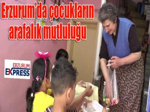 Erzurumda çocukların Arafalık mutluluğu 