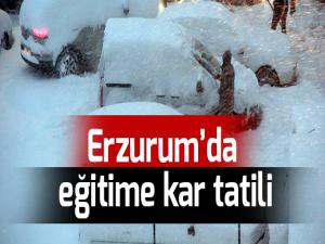 Erzurumda eğitime kar tatili
