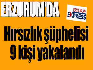 Erzurumda hırsızlık şüphelisi 9 kişi yakalandı