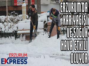 Erzurumda kar yağışı ve soğuk hava etkili oluyor