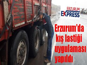 Erzurumda kış lastiği uygulaması yapıldı