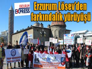 Erzurumda Lösevden, farkındalık yürüyüşü