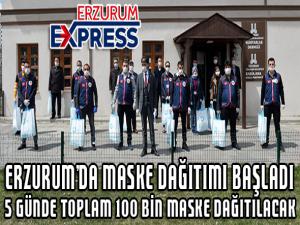 Erzurumda maske dağıtımı başladı, 5 günde toplam 100 bin maske dağıtılacak