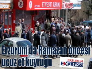 Erzurumda Ramazan öncesi ucuz et kuyruğu