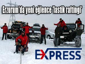 Erzurum'da yeni eğlence 'lastik raftingi' 