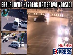  Erzurumdaki trafik kazaları kameralara yansıdı