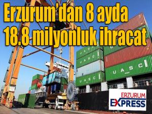 Erzurumdan 8 ayda 18.8 milyonluk ihracat