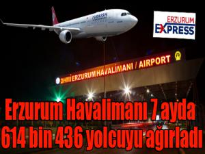 Erzurum Havalimanı 7 ayda 614 bin 436 yolcuyu ağırladı