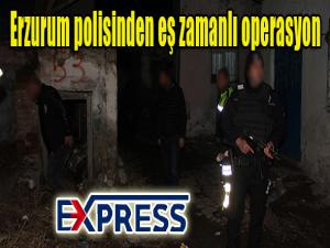 Erzurum polisinden eş zamanlı operasyon 