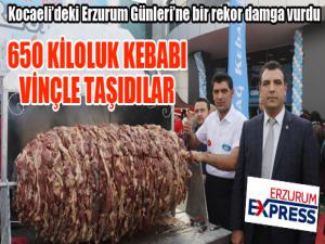 Erzurumlular 650 kiloluk cağ kebabı ile Kocaeli'de rekor kırdı