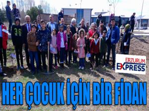 Her çocuk için bir fidan dikildi