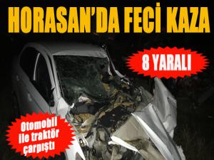 Horasanda trafik kazası: 8 yaralı