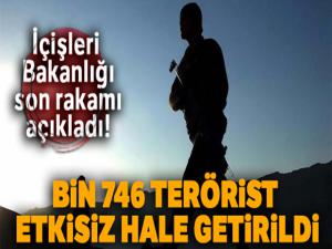 İçişleri Bakanlığı: 'Bir yıl içinde bin 746 terörist etkisiz hale getirildi'