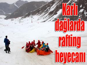 Karlı dağlarda rafting heyecanı