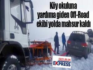 Köy okuluna yardıma giden Off-Road ekibi yolda mahsur kaldı