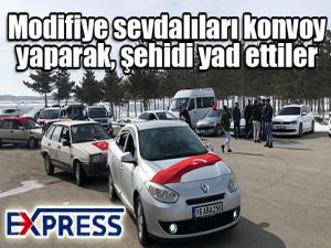 Modifiye sevdalıları konvoy yaparak, şehidi yad ettiler 