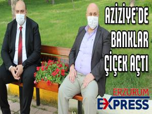 Oturma banklarına çiçekli sosyal mesafe