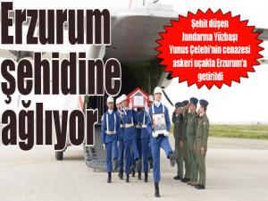 Şehit Yüzbaşının cenazesi askeri uçakla Erzuruma getirildi 